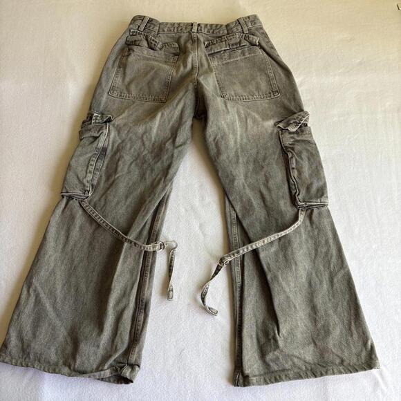 Zara Womens EUR 40 Gray Cargo Jeans Vintage Y2K Wide Leg Streetwear 90s XL - Picture 8 of 8